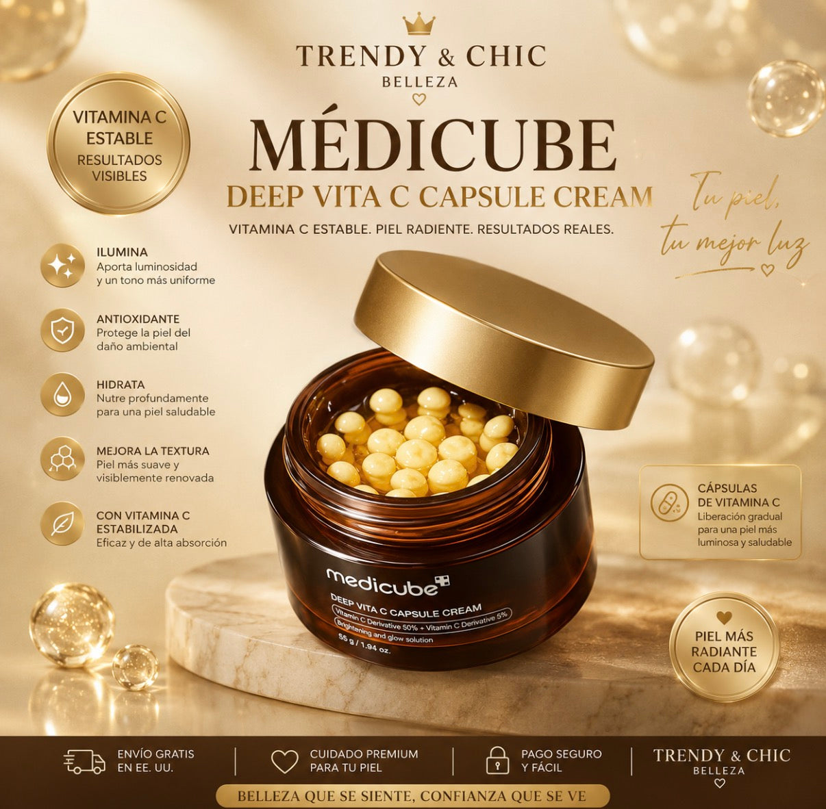 Crema de vitamina c en cápsulas