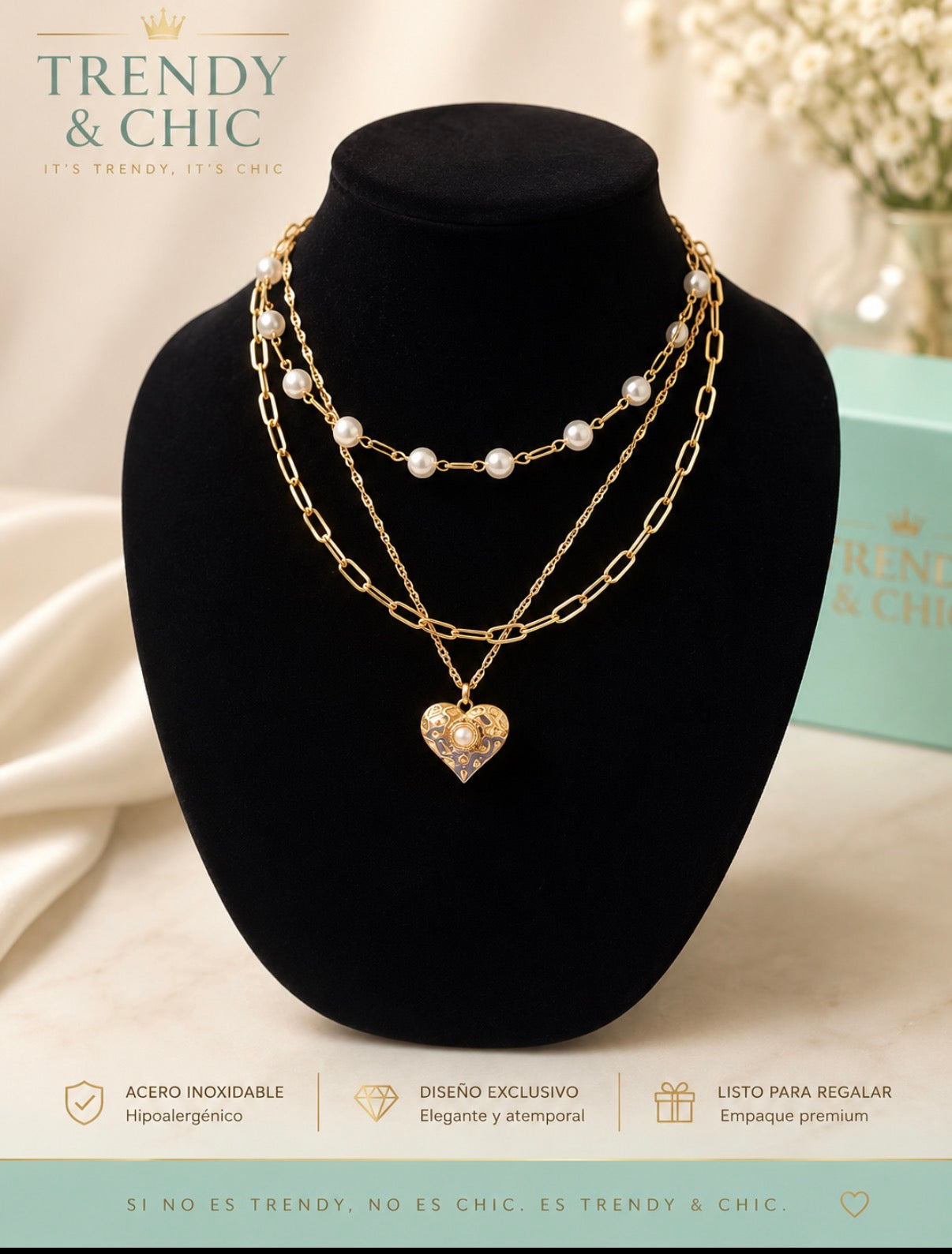COLLAR CORAZÓN PERLA
